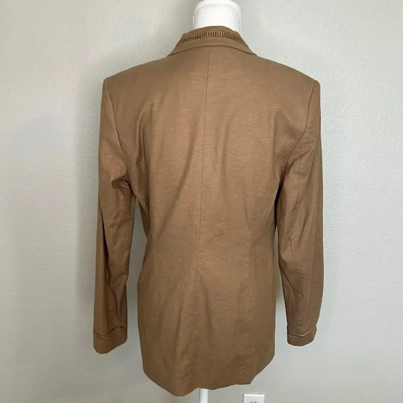 Bloomingdale’s  NWT cocoa brown linen blend one button lined blazer size 8 - Picture 4 of 13